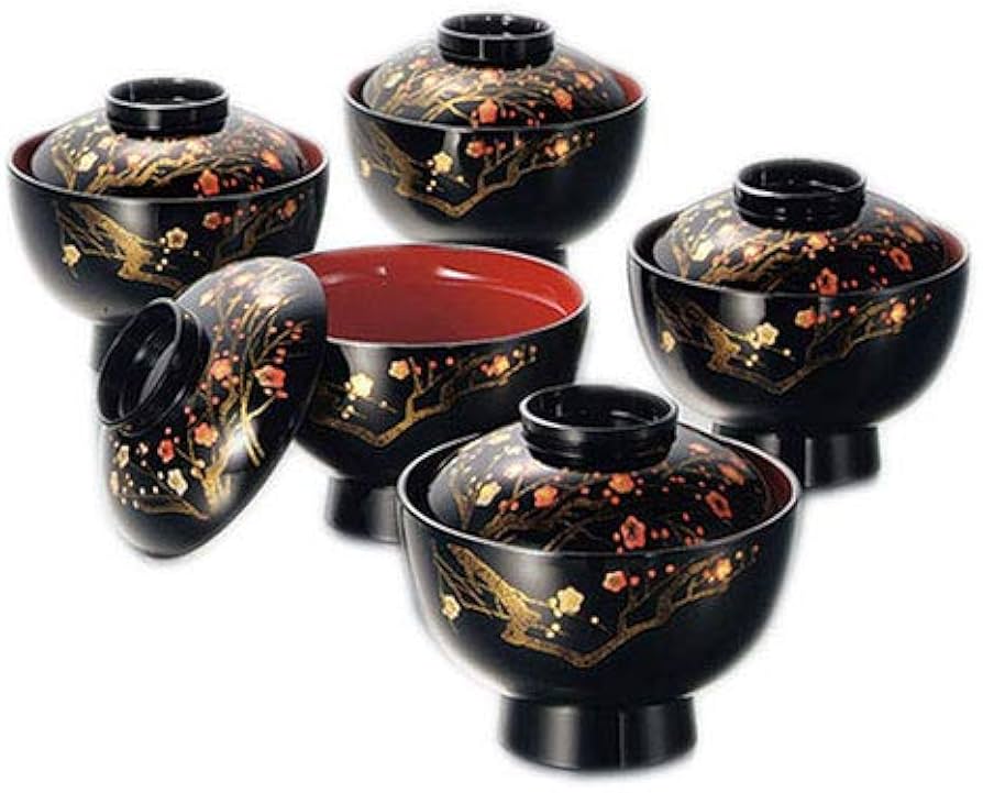 絵変わり 草花蒔絵 蓋付き椀 5客 吸い物椀 煮物椀 雑煮椀 骨董品 絵変わり 草花蒔絵 蓋付き椀 5客 吸い物椀 煮物椀 雑煮椀 骨董品 絵