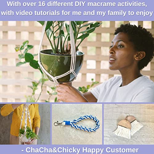 Chacha&Chicky Macrame Kit For Adults And Beginners -Make 16 Projects- Earrings, Plant Hangers, Shelf, Wall Hangings, Key Chain, Diy Home Décor Projects. Wooden Beads, Supplies And Soft 3Mm Cotton Cord #TOP1