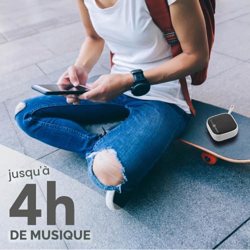 Music Sound - Mini - Enceinte Bluetooth - Puissance de 3 Watts - 4 Heures d’autonomie - Compacte et Portable - Finitions en Tissu Doux et coloré - Blanc – vue 6