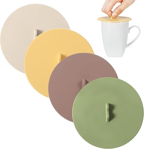 Tapas de silicona para tazas, 4 fundas de silicona para tazas, cubiertas universales de colores reutilizables para tazas, tapas herméticas de grado