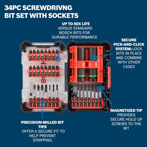 BOSCH Impact Tough 34-Piece Screwdriving Bit Set