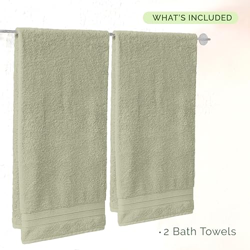 Image of Elegant Comfort Three Line Popcorn Towel Set for Bathroom 27 x 54 inches, Premium Hotel Quality 2-Pack Bath Towels, 100% Turkish Cotton, Soft and Durable, Quick Dry and Highly Absorbent, Jade Green