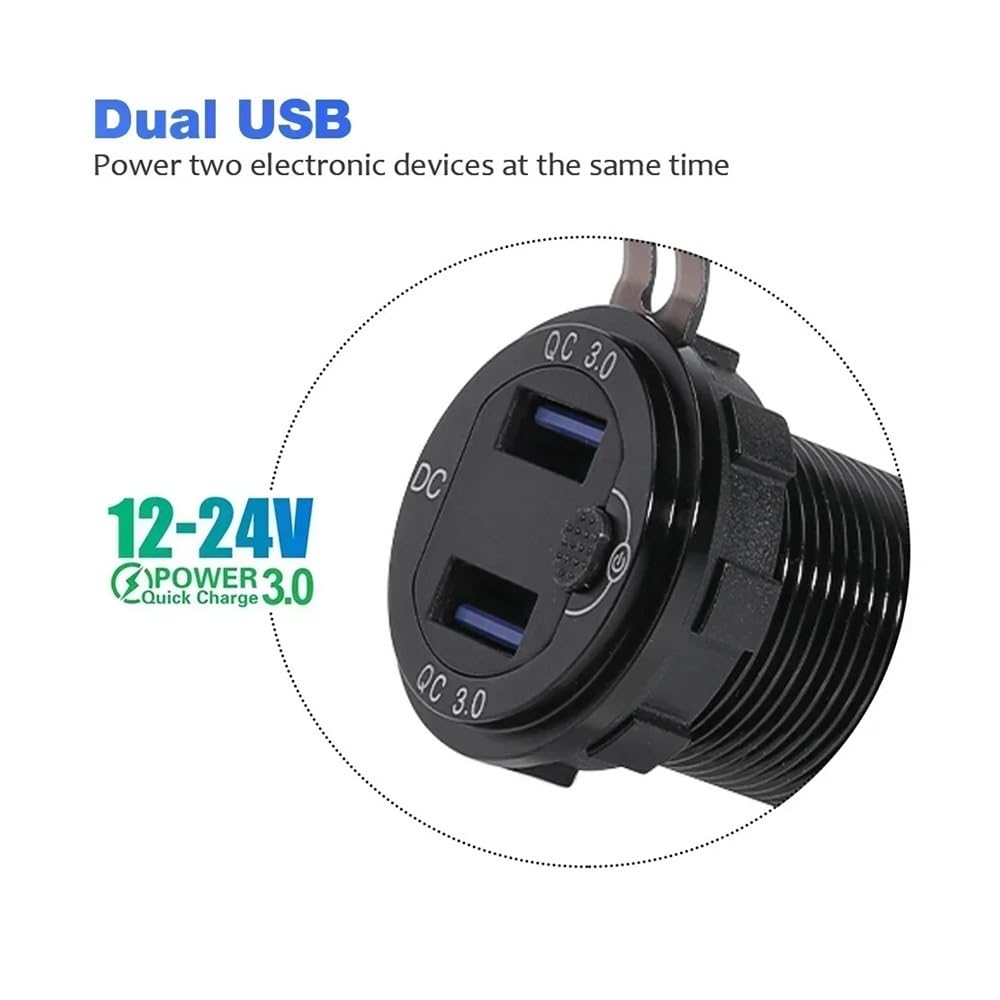 Adatto for H-NDA XL750 Transalp 750 CRF Africa Twin 1000 1100 QC3.0 Caricabatterie USB 12V Presa di corrente Connettore Cavo Doppia presa USB Pezzi di ricambio per motociclette(USB Charger Cable)