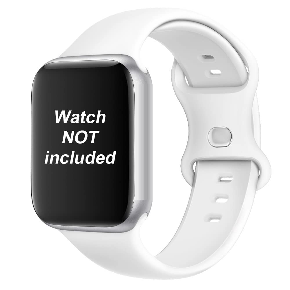 folx fs21 double loop soft silicone sport watch bands compatible with apple iwatch (38mm 40mm 41mm, white)