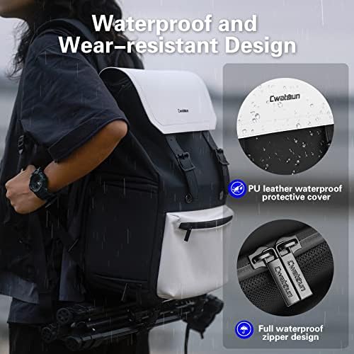 Cwatcun Camera Backpack Bag Professional for SLR DSLR Mirrorless Camera Waterproof Camera Case Compatible with Sony Canon Nikon Camera and Lens Tripod Accessories