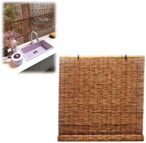 Breathable Bamboo Roller Blinds - Natural Indoor Window Shades for Privacy & Insulation, Thermal Roll-Up Blinds (11" W x 72" H) - Perfect for Porch & Home Decor