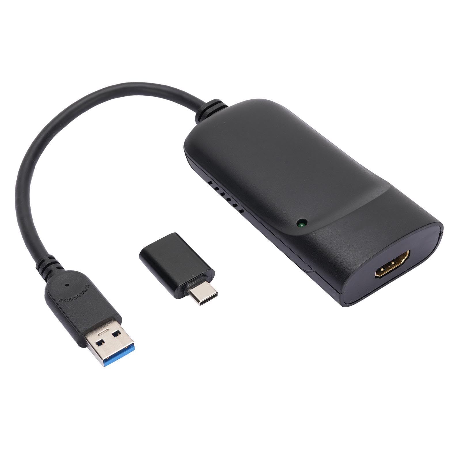 Jiawu Steckbarer USB3.0-auf-High-Definition-Multimedia-Schnittstellenadapter, Doppelbildschirm-High-Definition-Display für Grafikdesign, Bearbeitung für Typ-C-Anschluss
