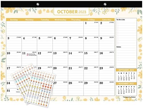 Large Desk Calendar 2023-2024 (July 2023 - December 2024), Mokani Big Monthly Wall Calendar with Plastic Cover: 17"x12", 18 Months Academic Year Desk Pad Calendars with 234 Planner Stickers, Perfect for Organizing at Home, School & Office