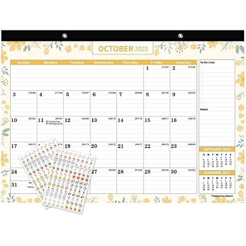 2023 Desk Calendar 2023-2024, Mokani Large Monthly Wall Calendar from January 2023 to June 2024 with Plastic Cover: 17"x12", 18 Months Academic Year Desk Pad Calendars with Planner Stickers Cover