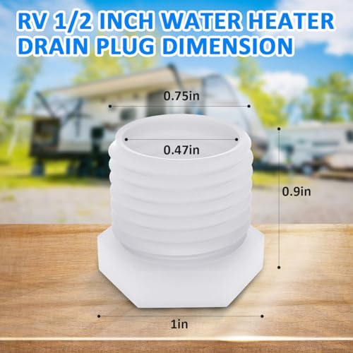 Image of 12pcs Replacement Atwood 91857 11630 Drain Plugs RV Camper Travel Trailer Water Heater Drain Plug Kit, Atwood Water Heater Parts 1 /2 inch RV Hot Water Heater Drain Plug White Plastic