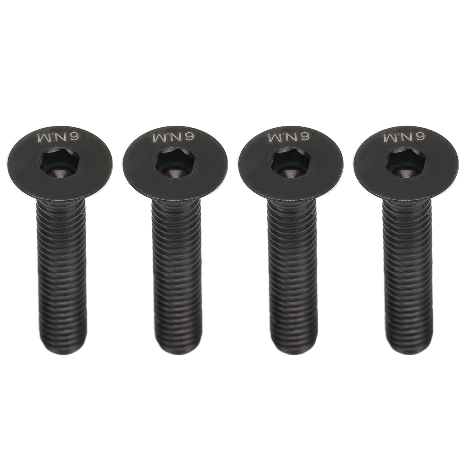 Hapivida Titanium Alloy M6x30mm Flat Head Bike Stem Bolt Screw (4pcs Black) — image 1