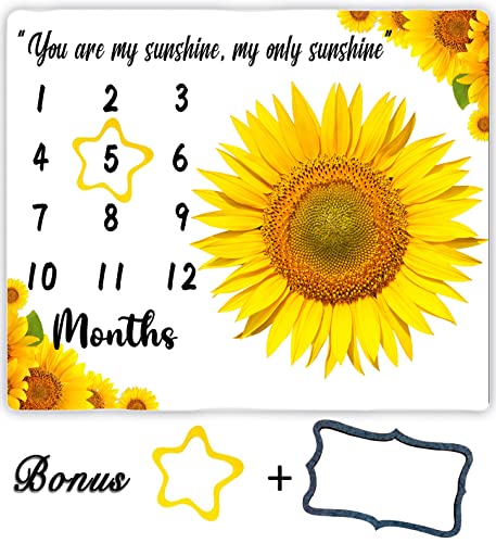 Image of Flannel Baby Monthly Milestone Blanket, You are My Sunshine, 48x40inch