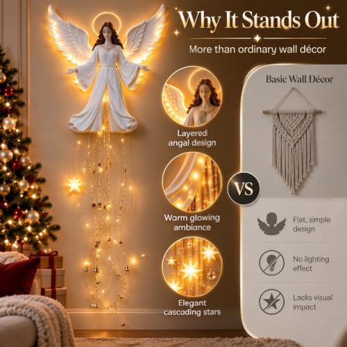 Angel Blessing Star Fall Wall Light, Glowing Angel Christmas Wall Decor - image 4