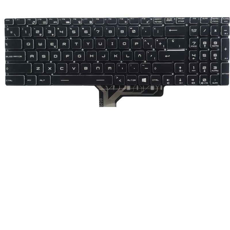 Teclado para portátil Ruso/Estadounidense/británico/español para MSI MS-16H4 MS-16H5 MS-16H7 MS-16H8 MS-16L1 MS-16L2 MS-1771-1772 -1773 MS-1775-1776(SP Colorful Backlit)