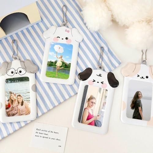 DIFLAX 3 Stück Niedlicher Plüsch Kpop Photocard Holder, Welpe Form Kpop Fotokartenhalter, Kpop Fotokarten Organizer mit Schlüsselanhänger, Kpop-Fotokartenhalter für Sternenjäger-Enthusiasten