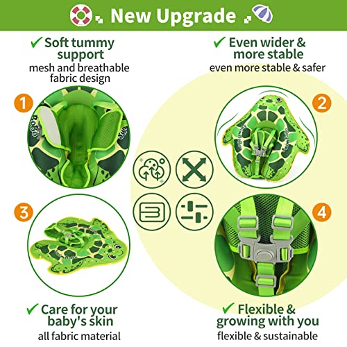 Cloth Baby Pool Float With Removable Sun Canopy And Mesh Safety Seat Sea Turtle Design Pool Toy For Age Of 3-36 Months (Green, L) #TOP1