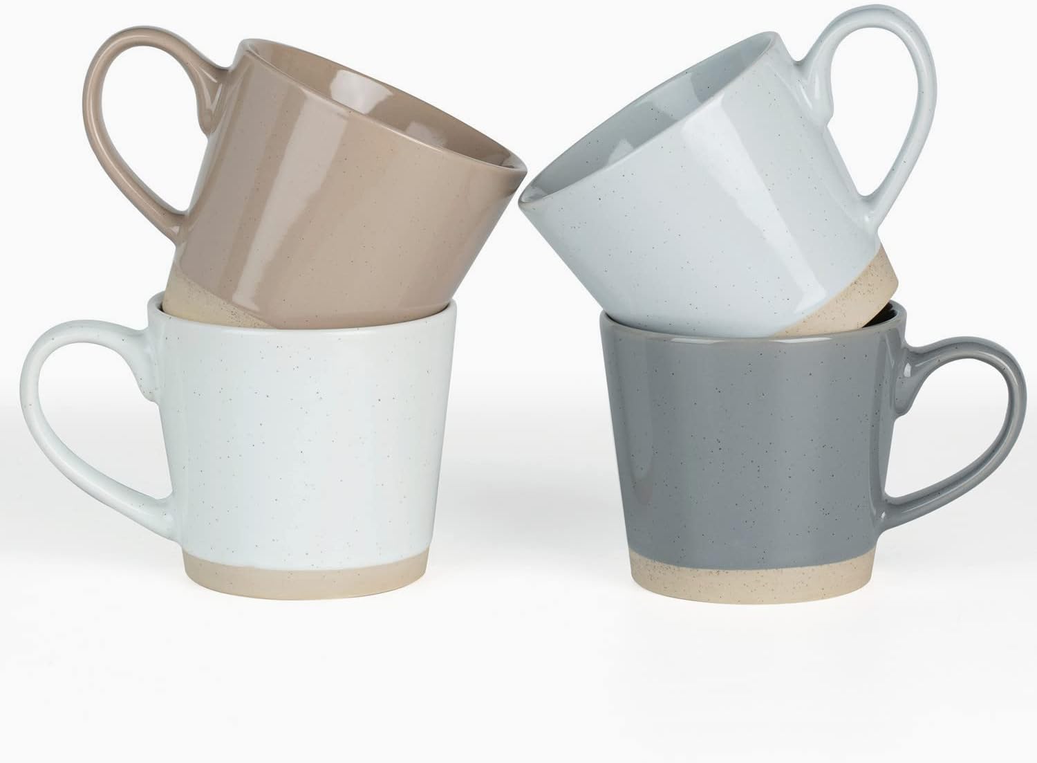 Coffee Mugs for 4, 12 oz Mug Set, Dringking Cup with Handle for Coffee, Tea, Cocoa, Milk, Saturn serise, Multi-color