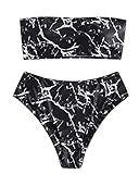 Choker Bikini, oben und unten ZAFUL Damen tr?gerloser High Cut Bandeau Bikini Set 2-teiliger Badeanzug