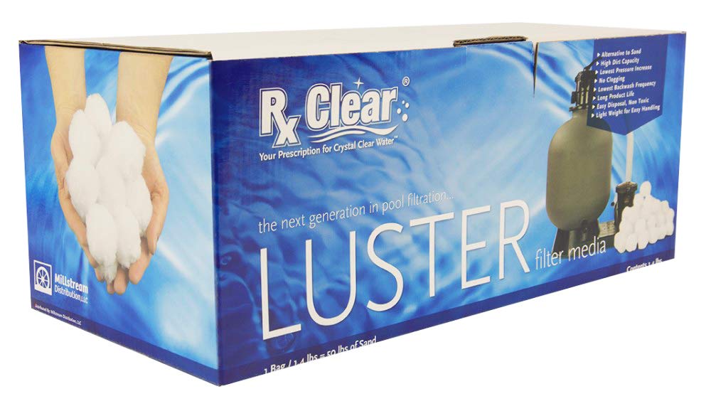 Rx Clear White Luster - Filtro ecológico para filtros de arena de piscina, alternativa a la arena y al vidrio filtrante, filtra partículas de 5 a 3 micras