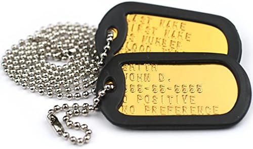 GoTags Personalized Military Dog Tags, Custom US Military ID Tag Necklace Set with 2 Tags, Steel Ball Chain and Tag Silencers, Tags in Stainless Steel, Black, Blue, Green, Gold, Pink, Purple, or Red