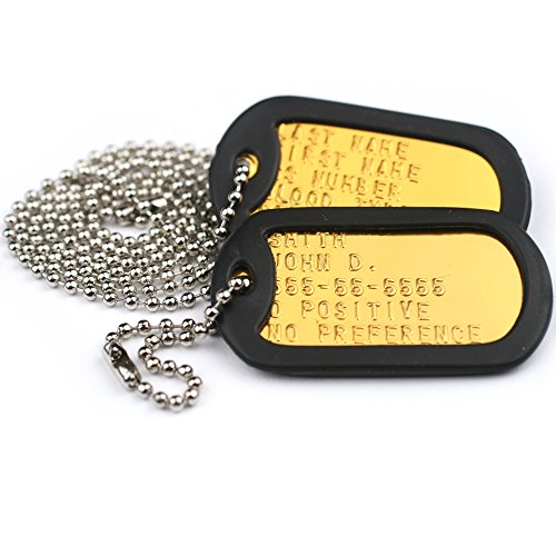 Gotags Personalized Military Dog Tags, Custom Us Military Id Tag Necklace Set With 2 Tags, Steel Ball Chain And Tag Silencers, Tags In Stainless Steel, Black, Blue, Green, Gold, Pink, Purple, Or Red #TOP22