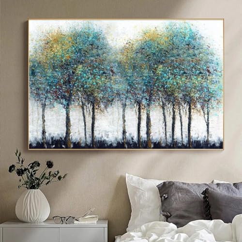 Peinture sur toile d'arbre coloré abstrait JGGXHM encadrée 30x50cm