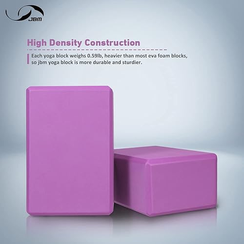 Miniatura 2 de JBM Paquete de 2 bloques de yoga con correa, ladrillos de yoga de alta densidad para apoyo y profundización de posturas
