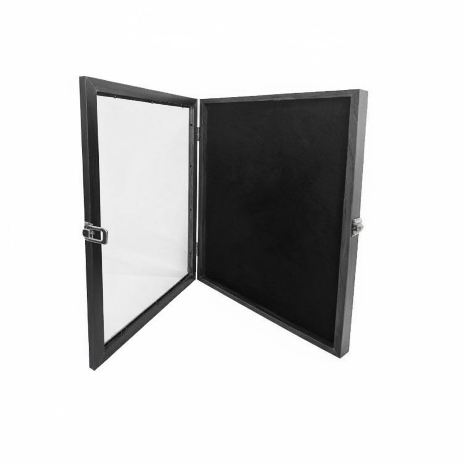 Almencla Caja de para Organizar Pins Insignias y Construida en MDF con y Frente Transparente Diseño Tipo Sombra para Destacar Coleccionables Adecuada para Entrada Sala Estantería y Estudio, Negro