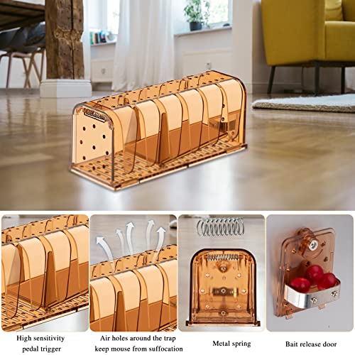 Qualirey Rat Trap Humane Mouse Trap Catch And Release Mouse Traps Indoor For Home No Kill Mole Trap Live Rodent Trap Pest Control Traps Mice Trap For Indoor Outdoor House Home Use (Brown, 4 Pcs) #TOP3
