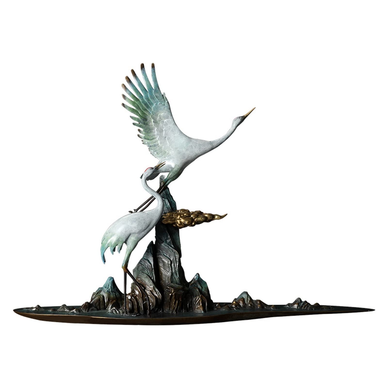 hongchenke34 Copper statue Color Copper Crane Ornaments Prolonged Life Sculpture Living Room Entrance Office Art Decoration