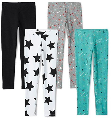 Spotted Zebra Girls' Kids Leggings, 4-Pack Super Star, X-Small