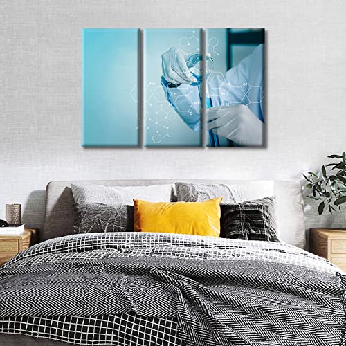 Image of TUMOVO Canvas Wall Art Medical Examination Poster Canvas Paintings Wall Art 3 Panel Medical Young Scientist Wall Decor for Living Room, Bedroom, Bathroom, Office. Framed Ready to Hang (36 inch Wx24 H)