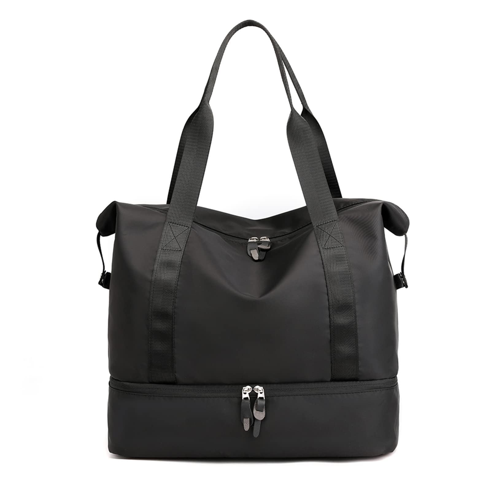 CORIOS Borsone da Viaggio per Uomo/Donna Nylon Borsone Sportiva Borsone Palestra con Separato Secco Bagnato Borsa per il Weekend Borsa a Tracolla Vacanza Bagaglio a Mano per Sport Viaggi Palestra Nero