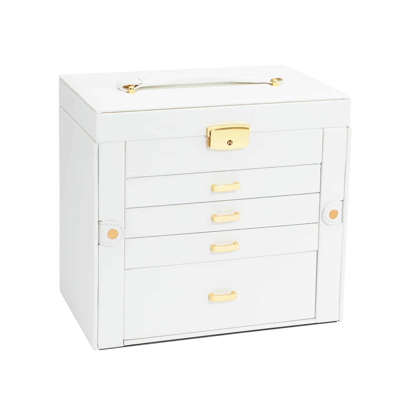Schmuckschatulle für Frauen, 5-lagige Schmuck-Organizer-Box, große Schmuck-Aufbewahrungsbox für Mädchen, Schmuckhalter, Organizer, Geschenk für Valentinstag, Weihnachten, Neujahr (weiß)