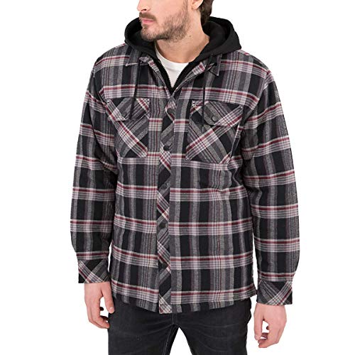 Boston Traders Men's Hooded Shirt Jacket, Black Onyx (Large)