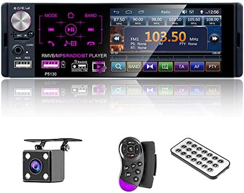Multimedia Car Stereo- Single Din,4.1 Inch Touch Screen Car Stereo Bluetooth Audio and Hands-Free Calling,Rear Microphone Input,MP5 Player, AUX Input, Rear View Camera,AM/FM/RDS Radio Receiver
