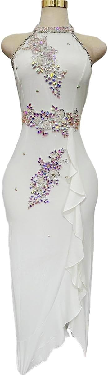 Women Elegant Sexy Party Gowns Glitter Sewing Beaded Rhinestones Bodycon Formal Evening Cocktail Long Dress - Image 5