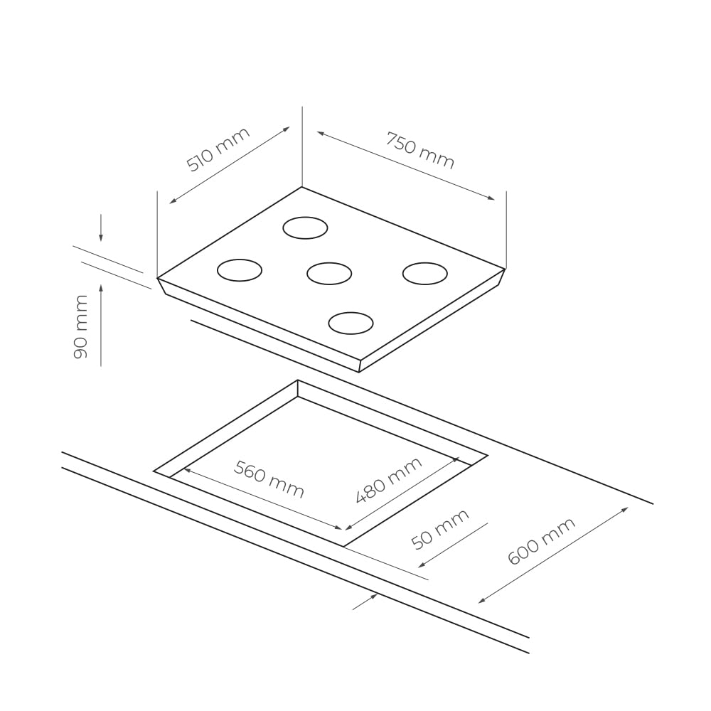 Svan Encimera de Gas Inox SGW57500X. Potencia máx. 4 kW, 5 Quemadores, Quemador WOK triple llama, sistema Ignición Automática, Parrillas Forjadas, Kit Conversión Gas Natural