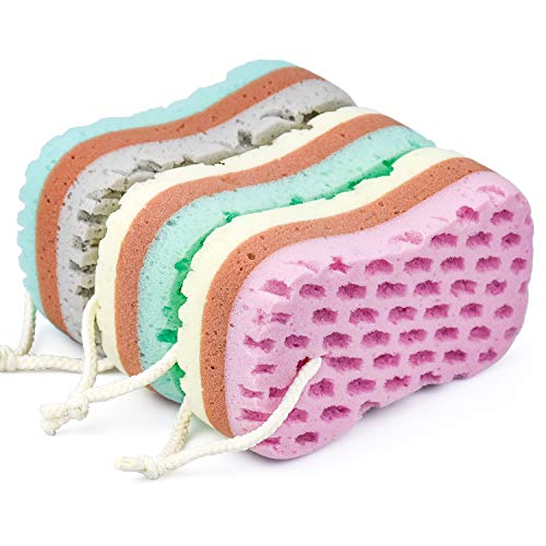 Cococity 3 esponjas de baño suaves para el cuerpo suave y relajante esponja exfoliante de fibra natural para mujeres hombres niños (forma ovalada)