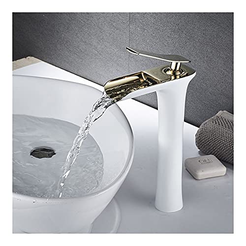 Mitigeur de salle de bain cascade blanc chrome grand robinet pour vasque à poser LWX