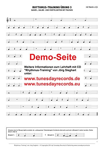 Rhythmus-Training - Rhythmik lernen: rhythmische Leseübungen für alle Musiker - Notenheft mit MP3-Download: Rhythmische Leseübungen für alle Musiker. ... & Gesang geeignet. Mit MP3-Download