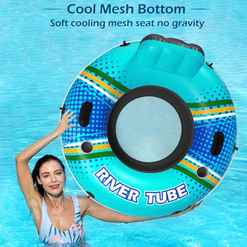 Jasonwell Inflatable River Tube Float – Heavy Duty River Float Pool Floats Lake Premium Water Tubes for Floating Recreational River Raft Lounge Floaties with 2 Cup Holders for Adult