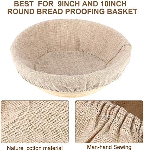 Bread Banneton Proofing Basket Cloth Liner, 6 Pcs Natural Rattan Baking Dough Baskets Cover Linen Liner Cloth, Round and Oval for Baking Supplies (9'' & 10'')
