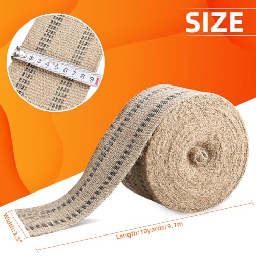 Image of YaeCCC Craft Jute Webbing Tape, 3.5 inch x 10 Yd,Upholstery Webbing for Chair Repair, Sofa,Crafting, Burlap Ribbon, Upholstery