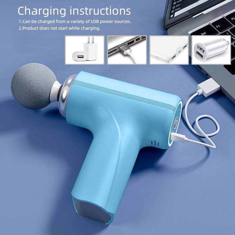 Image of Massage Gun for Deep Tissue, Muscle & Body Pain Relief | Special Body Massager for Pain Relief | Massage Gun for Back Leg & Full Body, Neck, Shoulder, Back, Foot | 4 Specialized Heads For Full Body Pain Relief (Blue)