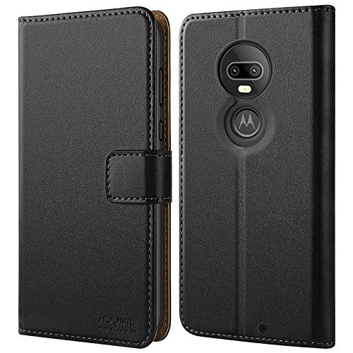 HOOMIL Moto G7 Wallet Case,Moto G7 Plus Wallet Case,Premium Leather Folio Case,Flip Book Style Wallet Cover with TPU Shockproof,Kickstand,Card Slots and Cash Pocket for Motorola Moto G7/G7 Plus(Black)