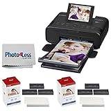 Canon SELPHY CP1300 Compact Photo Printer (Black) + 2X Canon KP-108IN Color Ink and Paper Set + Photo4Less Cleaning Cloth - Deluxe Value Printing Bundle