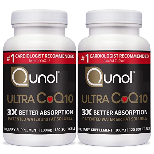 CoQ10 100mg Softgels - Qunol Ultra 3x Better Absorption Coenzyme Q10 Supplements - Antioxidant Supplement For Vascular And Heart Health & Energy Production - 8 Month Supply - 120 Count (Pack of 2)