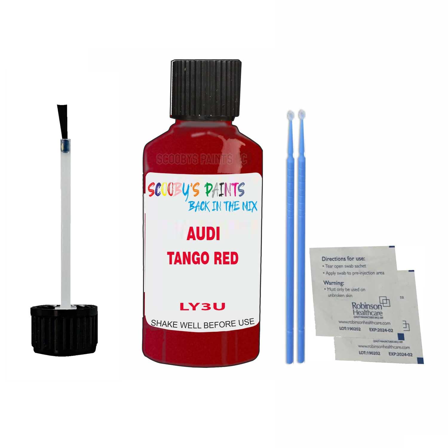 Scoobys Paints Back In The Mix Tango Red Touch Up Paint For Audi Tt Ly3u 2015-2022 30Ml Bottle Brush Scratch Stone Chip Repair Pen