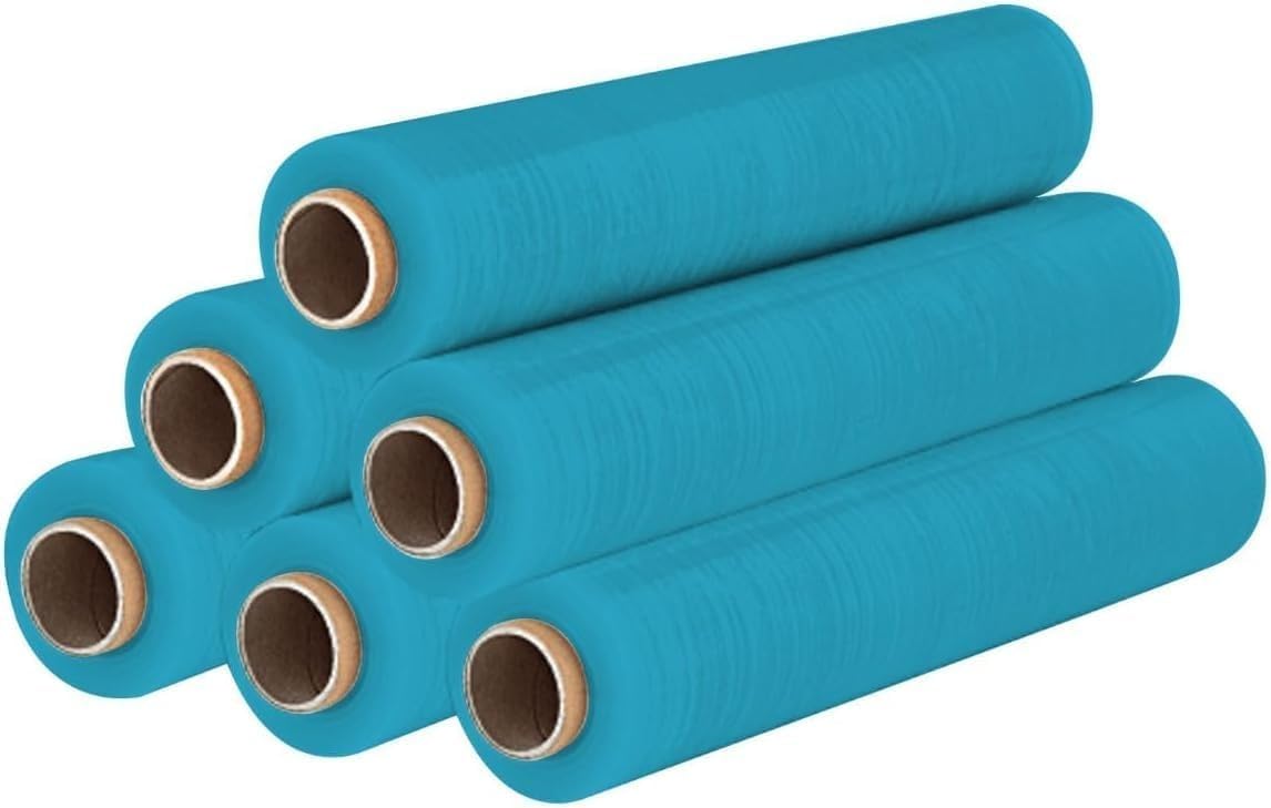 SIMPLETEK - 6 rouleaux de film extensible bleu clair 50 cm, 2,2 kg, 160 m, 30 microns, emballages professionnels (6 pièces)